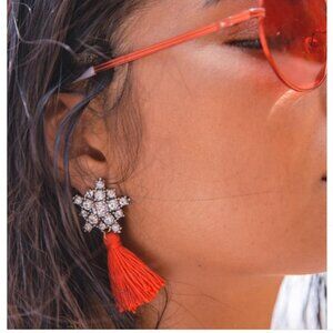 2 Pair Vtg Leah Von Ahlburg Tassel Earrings Antoinette Tsarina Rhinestone Duster